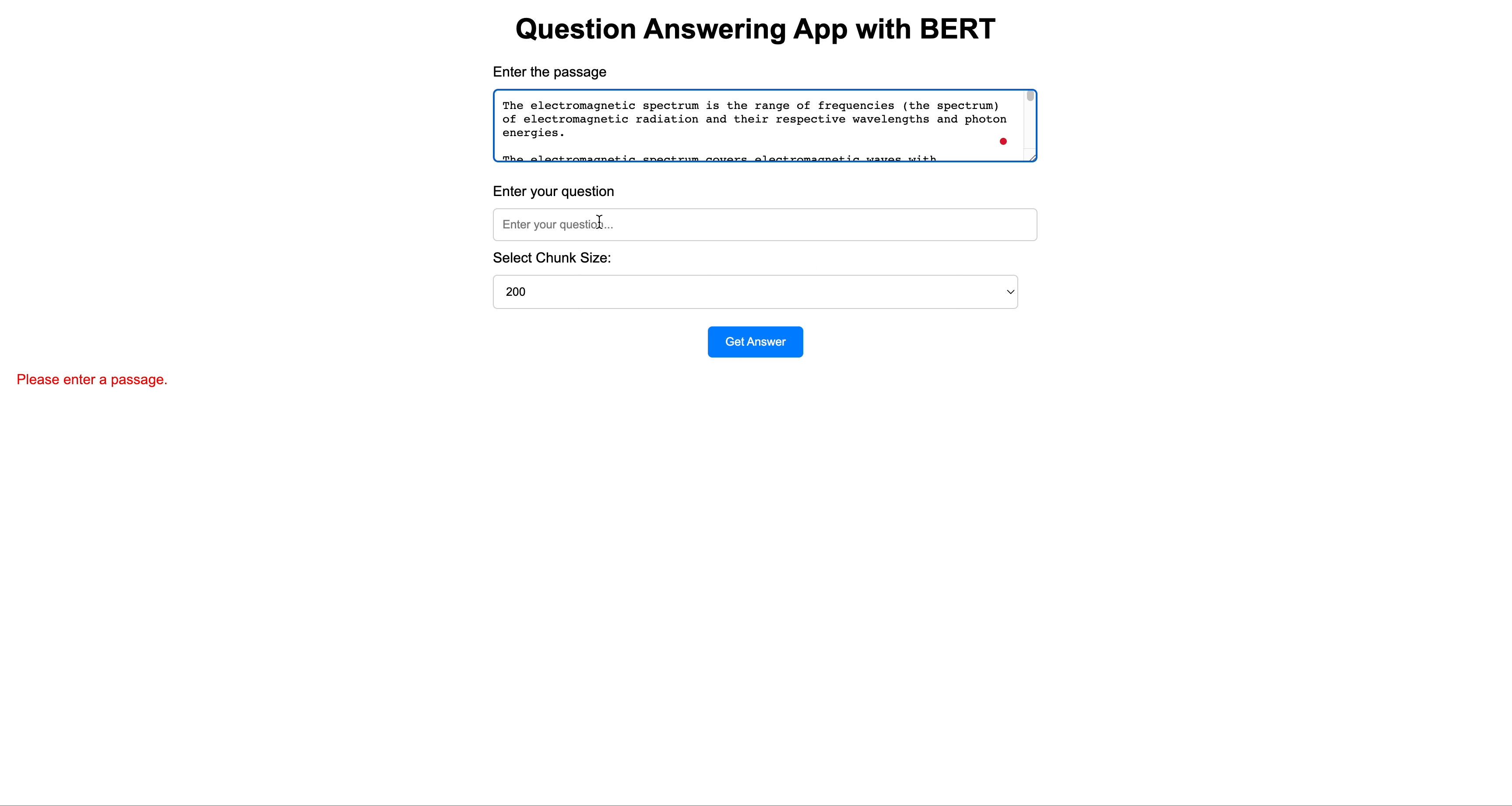 Question Answering App with BERT and Flask